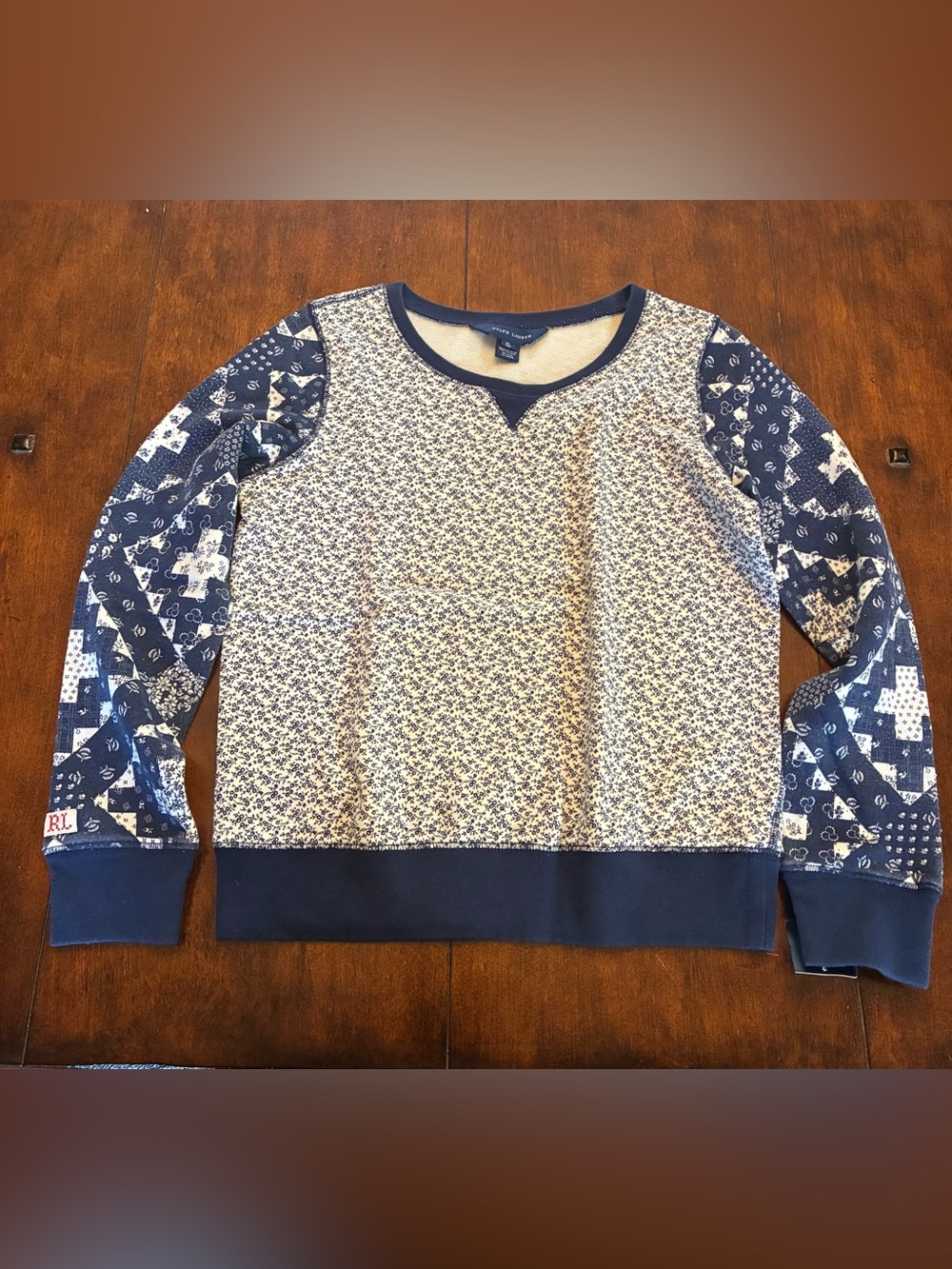 Ralph Lauren Navy and White Crewneck Sweater/Pullover